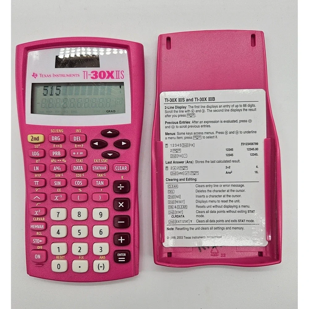Texas Instruments TI-30X IIS Scientific Calculator Pink 2-Line Displa Case WORKS